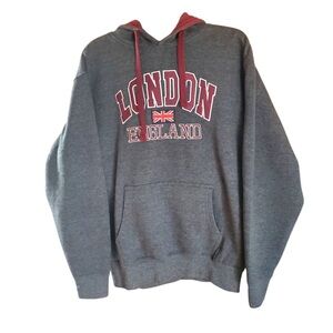 Zone One Gray London England Hoodie Size Large